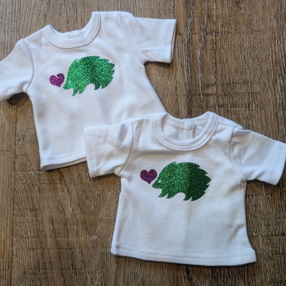Doll T-Shirt with Green and Purple Design